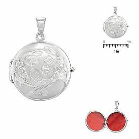 6 Gram 14k White Gold Round Italian Locket Made in Italy