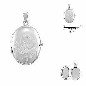 5.5 Gram 14k White Gold Italian Locket w/ Flower Design