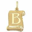 14 Karat B Initial Custom Pendant Charm Yellow Gold