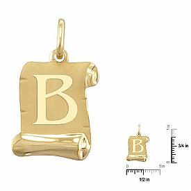 14 Karat B Initial Custom Pendant Charm Yellow Gold