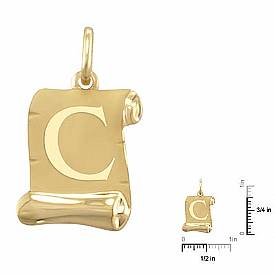 14k Initial C Name Pendant Charm Yellow 14k Solid Gold