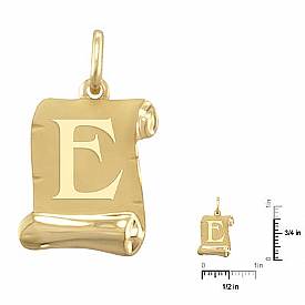 14k Solid Yellow Gold Initial E Pendant Alphabet Charm