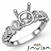 0.32 Ct 8 Stone Diamond Engagement Semi Mount Ring 14K White Gold Bezel Setting