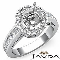 Halo Pave Setting Diamond Engagement Round Semi Mount Ring 14K White Gold 0.80Ct