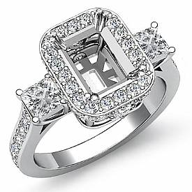 1.10 CT Princess Emerald Diamond 3 Stone Engagement Ring W Gold