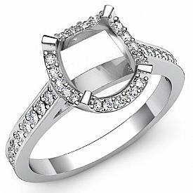 0.40 Ct Round Diamond Engagement Ring Cushion Setting W Gold