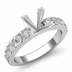 0.47 Ct Princess Diamond Engagement Prong Setting Ring Semi Mount 14k White Gold