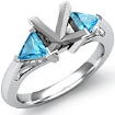1/2 CT Aquamarine three Stone Diamond Ring Princess Setting