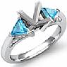 1/2 CT Aquamarine three Stone Diamond Ring Princess Setting
