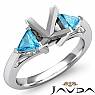 Aquamarine Three 3 Stone Diamond Ring Trillion Princess Setting 14k W Gold 1/2Ct