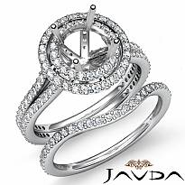 2.2Ct Diamond Halo Pave Setting Engagement Ring Round Bridal Set 14k White Gold