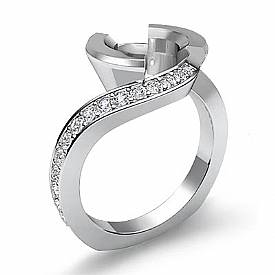 0.25 Ct Round Diamond Twirl Shank Engagement Semi Mount Ring 14k Wh Gold Setting
