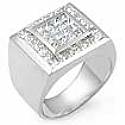 2 1/2 CT Princess Men Diamond Ring Men's Band White Gold