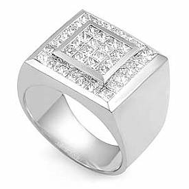 2 1/2 CT Princess Men Diamond Ring Men