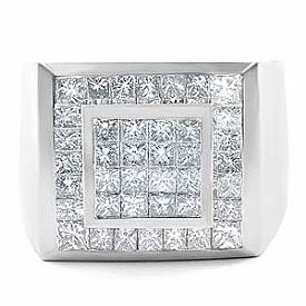 2 1/2 CT Princess Men Diamond Ring Men