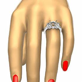 Oval Cut Diamond Three Stone Anniversary Semi Mount Ring 14k W Gold Setting 1Ct