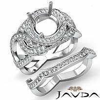1.7Ct Halo Pave Diamond Engagement Ring Round Bridal Set 14k White Gold Setting