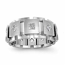 1 CT Princess Eternity Wedding Ring 14k White Gold Mens Diamond Band