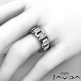 1 CT Princess Eternity Wedding Ring 14k White Gold Mens Diamond Band