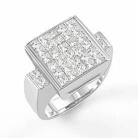 3 Ct Princess Cut Men Diamond Ring Fashion Band W Gold