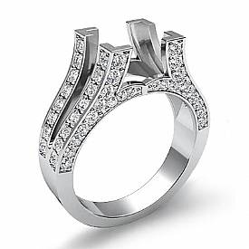 1Ct Diamond Princess Semi Mount Engagement Split Shank Ring Setting 14k Wh Gold
