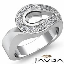 0.5CT Diamond Engagement Ring 14k White Gold Oval Semi Mount Halo Pave Setting