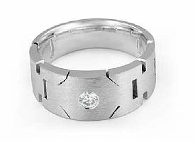 0.15 Carat Round Men Diamond Ring Man Wedding Band W Gold.