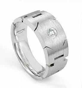 0.15 Carat Round Men Diamond Ring Man Wedding Band W Gold.