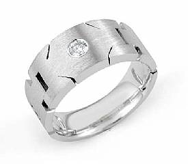 0.15 Carat Round Men Diamond Ring Man Wedding Band W Gold.