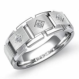 0.30CT Princess Diamond Mens Wedding Band White Gold