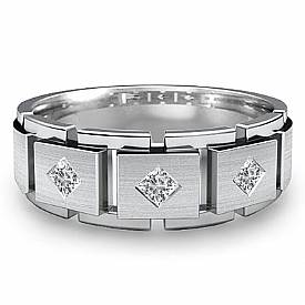 0.30CT Princess Diamond Mens Wedding Band White Gold