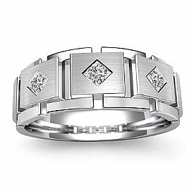 0.30CT Princess Diamond Mens Wedding Band White Gold