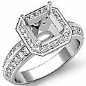 1CT Pave Diamond Engagement Ring Asscher Setting 14k White Gold