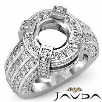 2.90Ct Round Semi Mount Diamond Engagement Halo Pave Setting Ring 14K White Gold