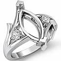 0.20 CT Round & Marquise 3 STone Diamond Engagement Ring W Gold