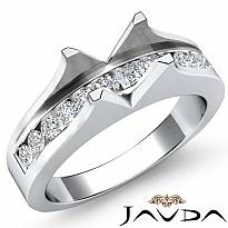 0.60Ct Diamond Channel Setting Engagement Ring 14k White Gold Emerald Semi Mount