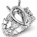 1Ct Antique Heart & Pear Diamond Engagement Ring Setting 14k W Gold