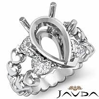 1 Ct Antique Heart & Pear Diamond Engagement Ring Setting 14k Wh Gold Semi Mount