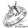 Three Stone Diamond Engagement Trillion Emerald Semi Mount Ring 14k W Gold 0.6Ct