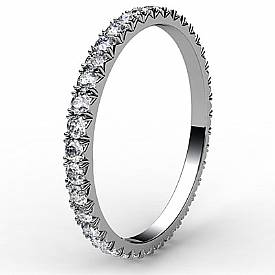 Micro Prong Round Diamond Women Eternity Ring 14k White Gold Wedding Band 0.6Ct