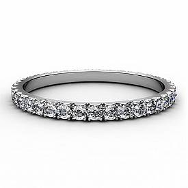 Micro Prong Round Diamond Women Eternity Ring 14k White Gold Wedding Band 0.6Ct
