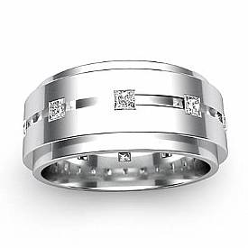 0.70 CT Princess Diamond Man Eternity Wedding band Gold