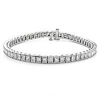 Princess Cut Diamond Bracelet Channel Set in 14k White Gold (9.01 ct.)