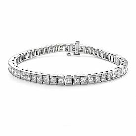 Princess Cut Diamond Bracelet Channel Set in 14k White Gold (9.01 ct.)