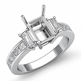 0.8 Ct Emerald Princess Diamond 3 Stone Engagement Ring WG