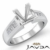0.3CT Princess Channel Setting Diamond Engagement Ring Semi Mount 14k White Gold