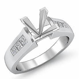 0.3CT Princess Channel Setting Diamond Engagement Ring Semi Mount 14k White Gold