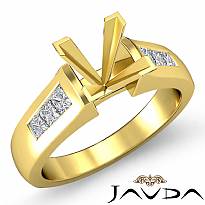 Princess Channel Setting Diamond Engagement Ring Semi Mount 14k Gold Yellow (0.6Ct. tw.)