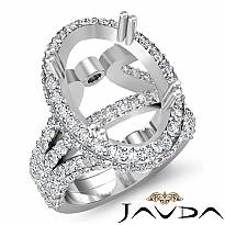 2 CT Diamond Vintage Engagement Ring Halo Setting 14k White Gold Oval Semi Mount