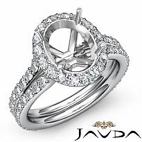 1.29Ct Diamond Engagement Ring Oval Shape Semi Mount 14K White Gold Halo Setting